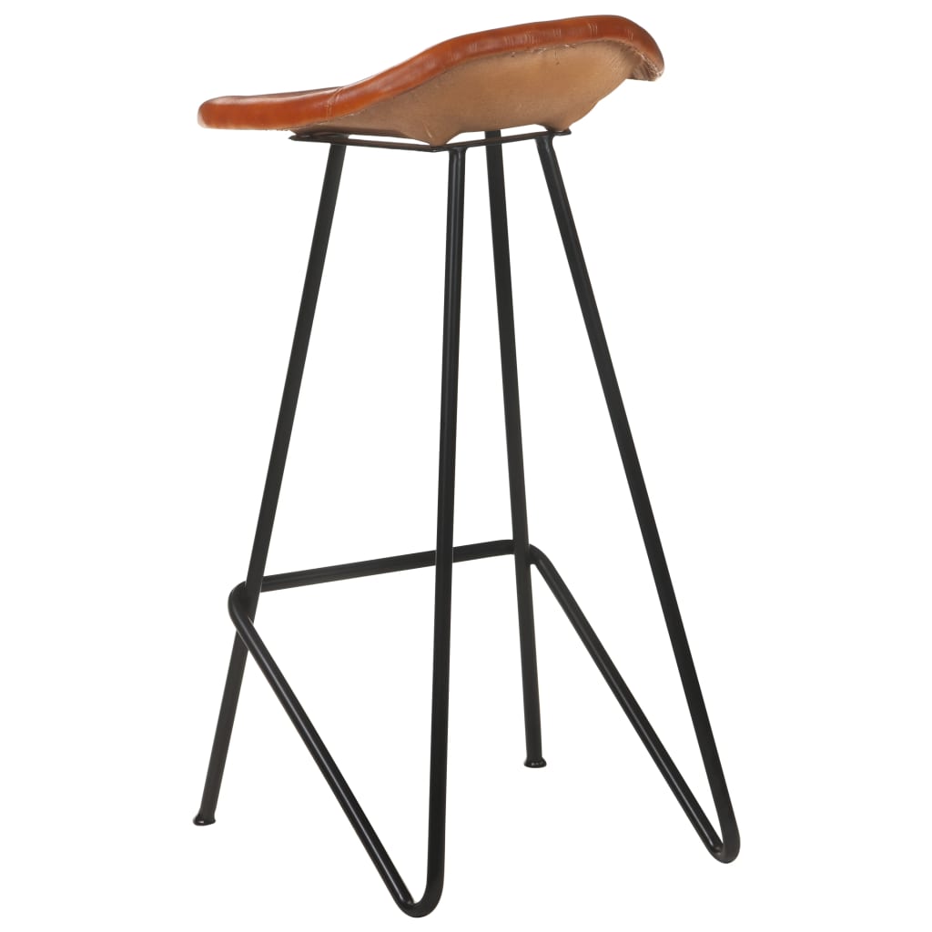 vidaXL Barové stoličky 2 ks hnedé pravá koža