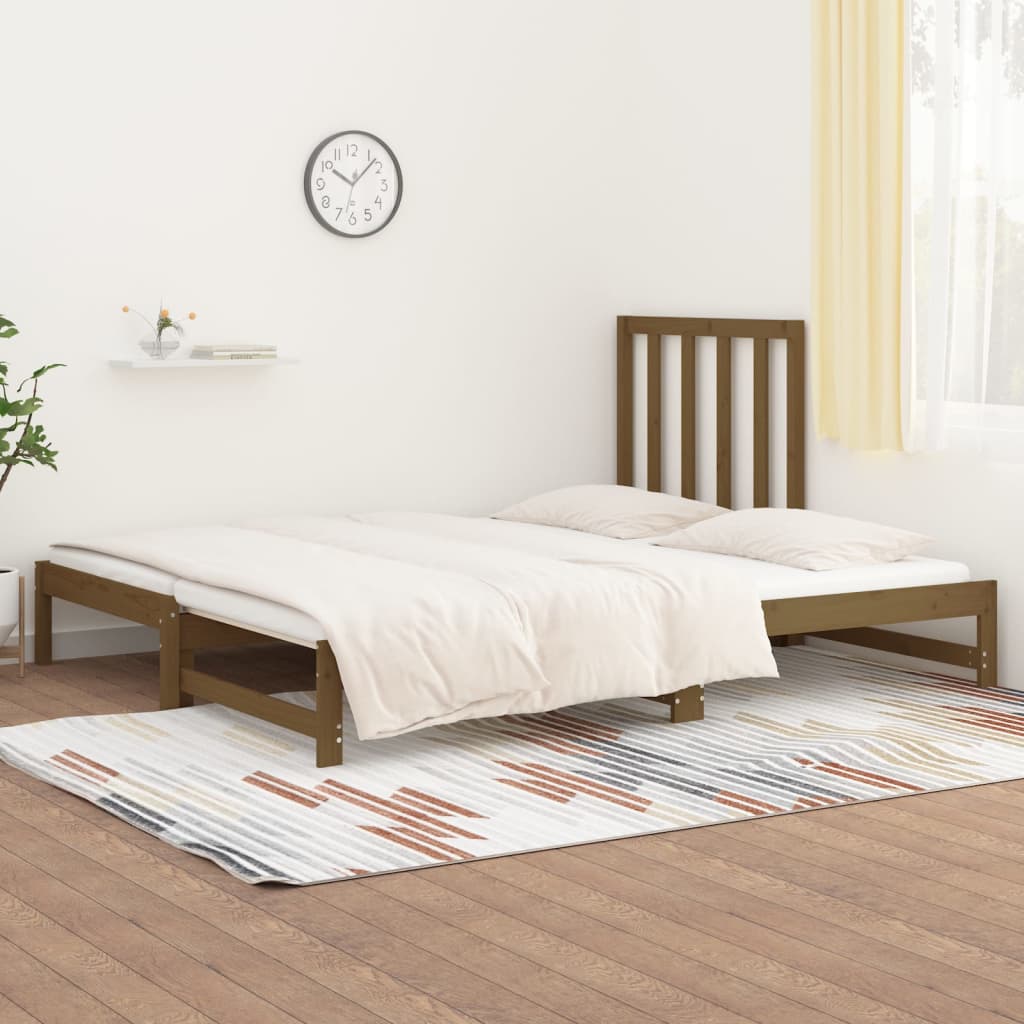 vidaXL Rozkladacia denná posteľ medová 2x(90x200) cm borovicový masív