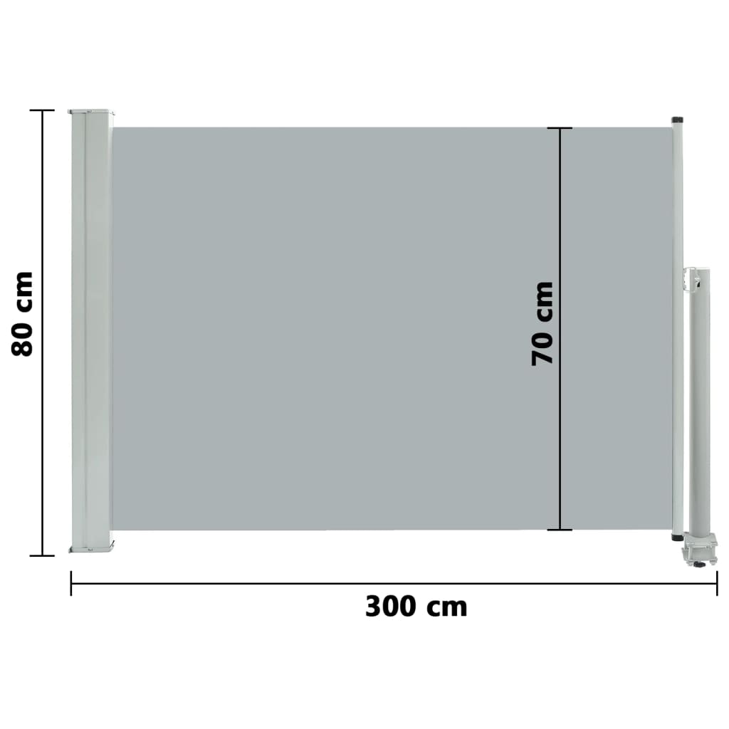 vidaXL Zaťahovacia bočná markíza na terasu 80x300 cm, sivá