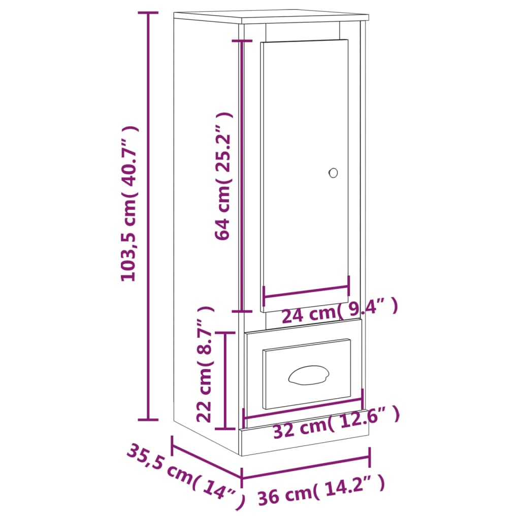 vidaXL Vysoká skrinka biela 36x35,5x103,5 cm spracované drevo