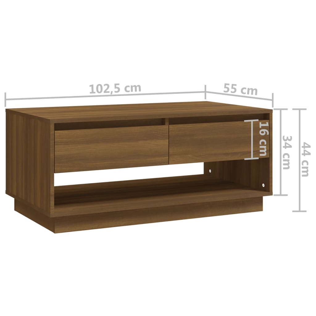 vidaXL Konferenčný stolík hnedý dub 102,5x55x44 cm drevotrieska