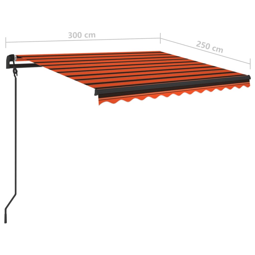 vidaXL Ručne zaťahovacia markíza s LED 3x2,5 m oranžovo-hnedá