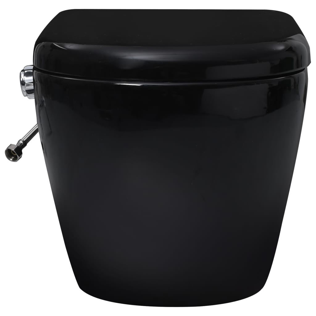 vidaXL Závesné bezokrajové WC s funkciou bidetu čierne keramické