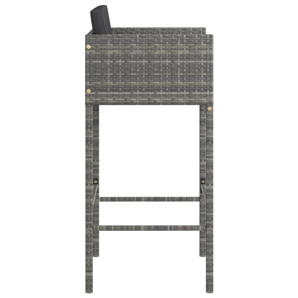 vidaXL Barové stoličky 4 ks s vankúšmi sivé polyratan