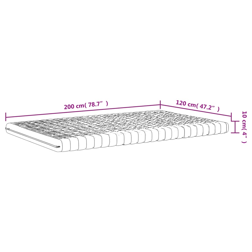 vidaXL Penový matrac biely 120x200 cm 7 zón tvrdosť 20 ILD