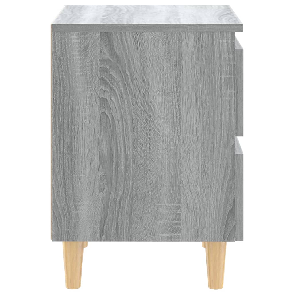 vidaXL Nočné stolíky nohy z masívneho dreva 2ks sivé sonoma 40x35x50cm