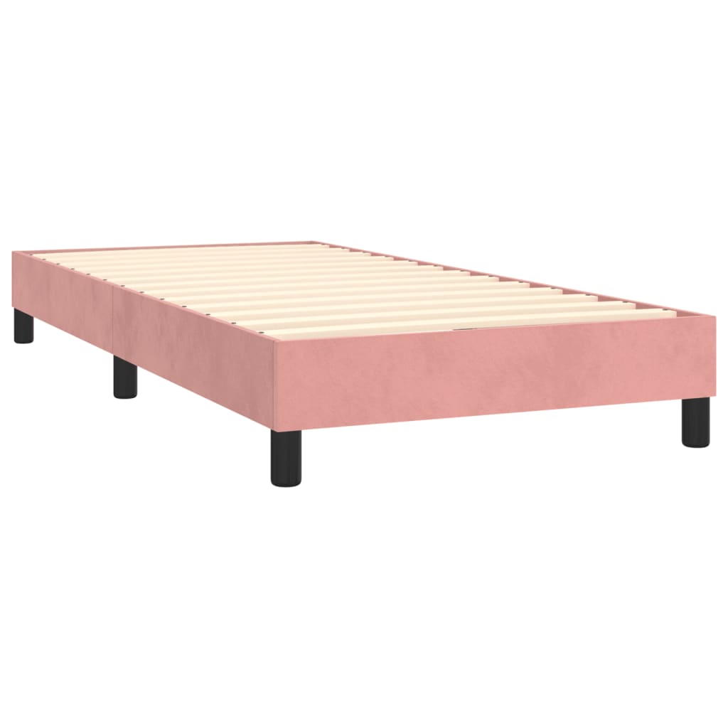 vidaXL Posteľný rám boxsping s matracom a LED ružový 100x200 cm zamat