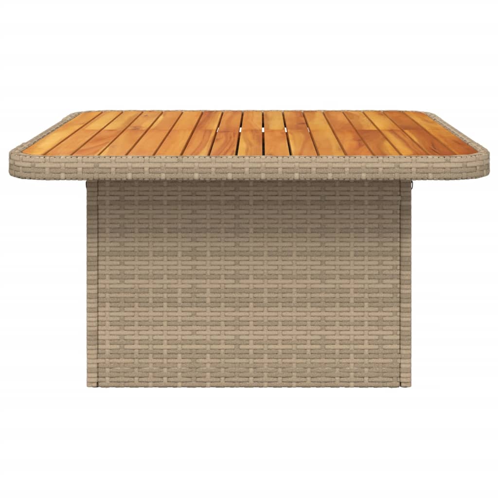 vidaXL Záhradný stôl béžový 80x80x71 cm polyratan a akáciové drevo