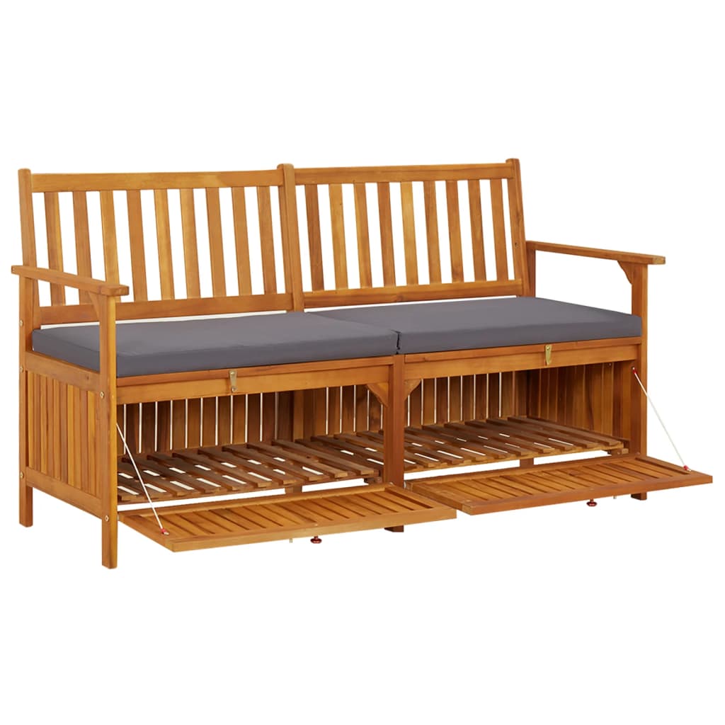 vidaXL Úložná lavica s vankúšom 148 cm masívne akáciové drevo