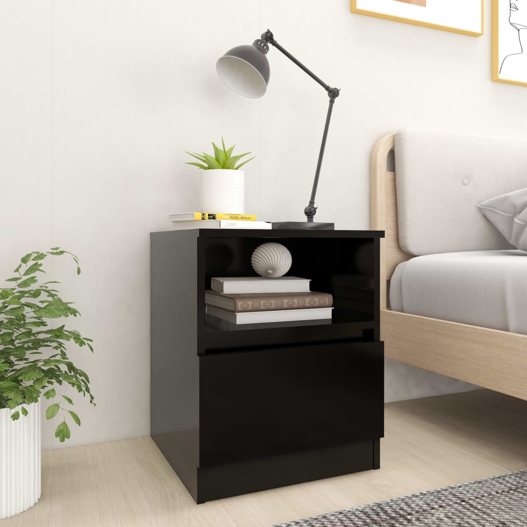 vidaXL Nočný stolík, čierny 40x40x50 cm, kompozitné drevo