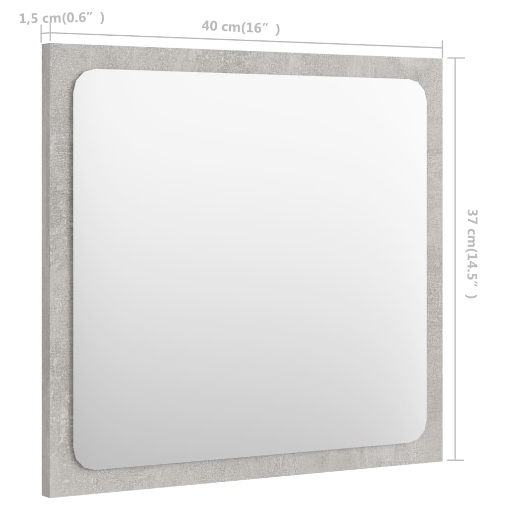 vidaXL Kúpeľňové zrkadlo, betónovo sivé 40x1,5x37 cm, kompozitné drevo
