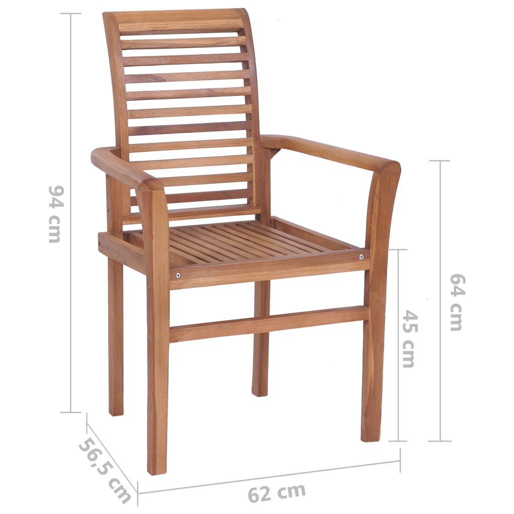 vidaXL Stohovateľné jedálenské stoličky 2 ks, tíkový masív