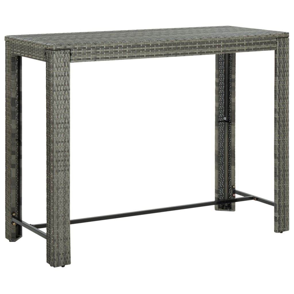 vidaXL Záhradný barový stolík sivý 140,5x60,5x110,5 cm polyratanový