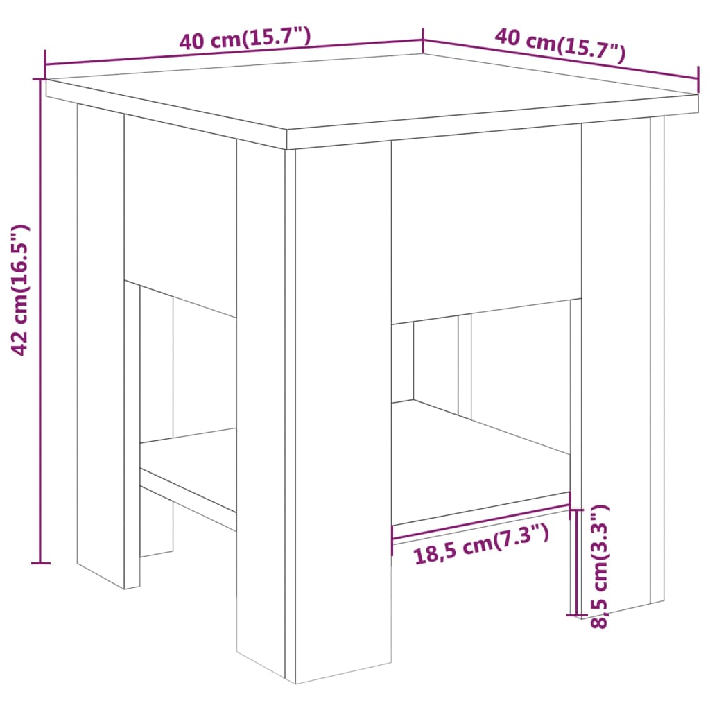 vidaXL Konferenčný stolík sivý dub sonoma 40x40x42 cm kompozitné drevo