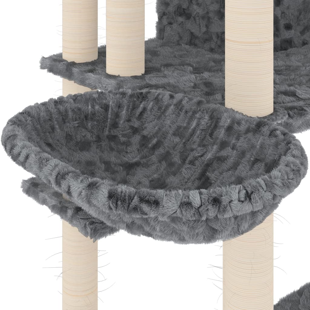 vidaXL Škrabadlo pre mačky so sisalovými stĺpikmi tmavosivé 191 cm