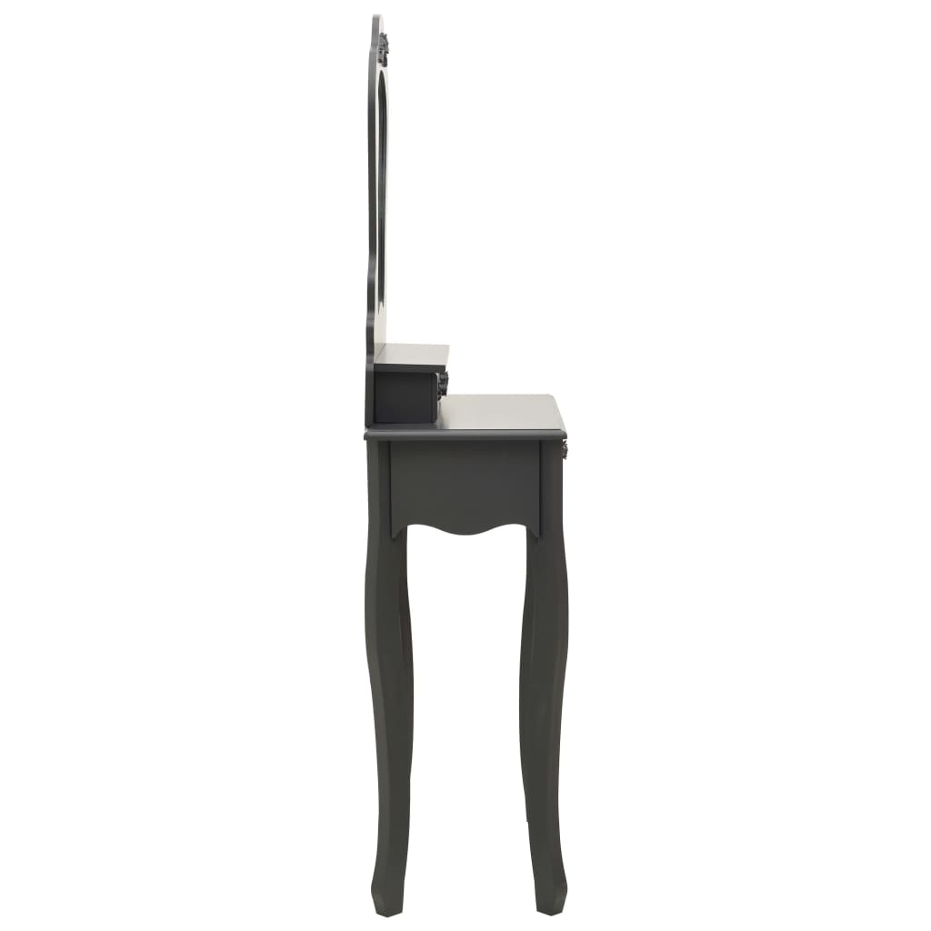 vidaXL Toaletný stolík so stoličkou, sivý 50x59x136 cm, paulovnia