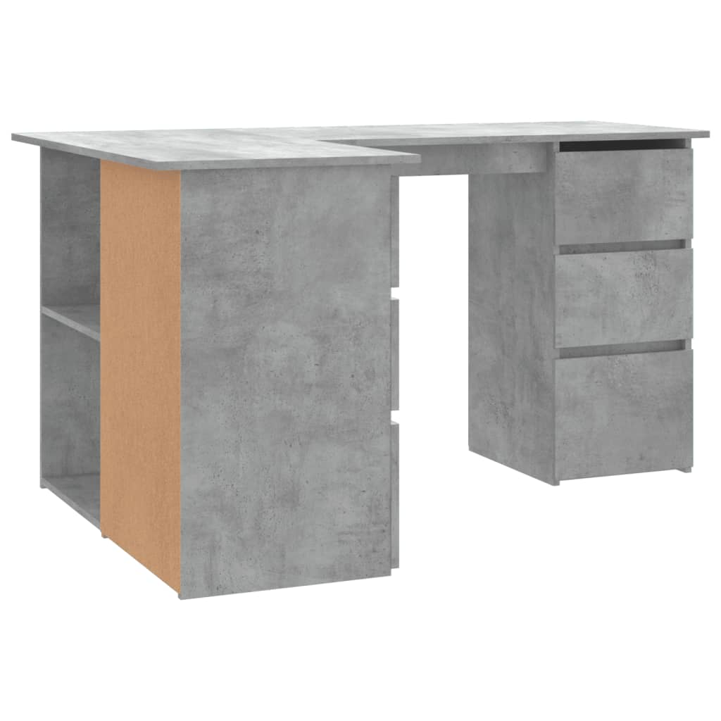 vidaXL Rohový stôl, betónovo sivý 145x100x76 cm, drevotrieska