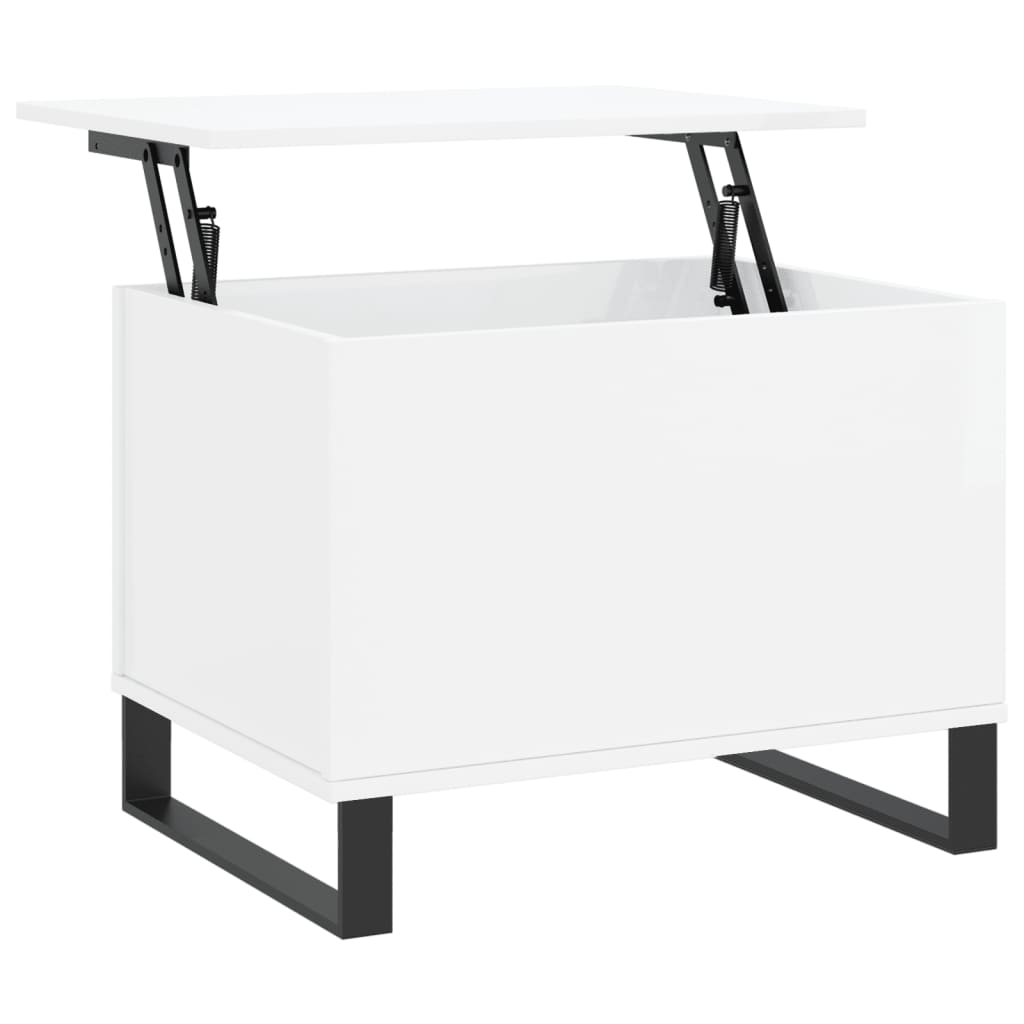 vidaXL Konferenčný stolík lesklý biely 60x44,5x45 cm spracované drevo