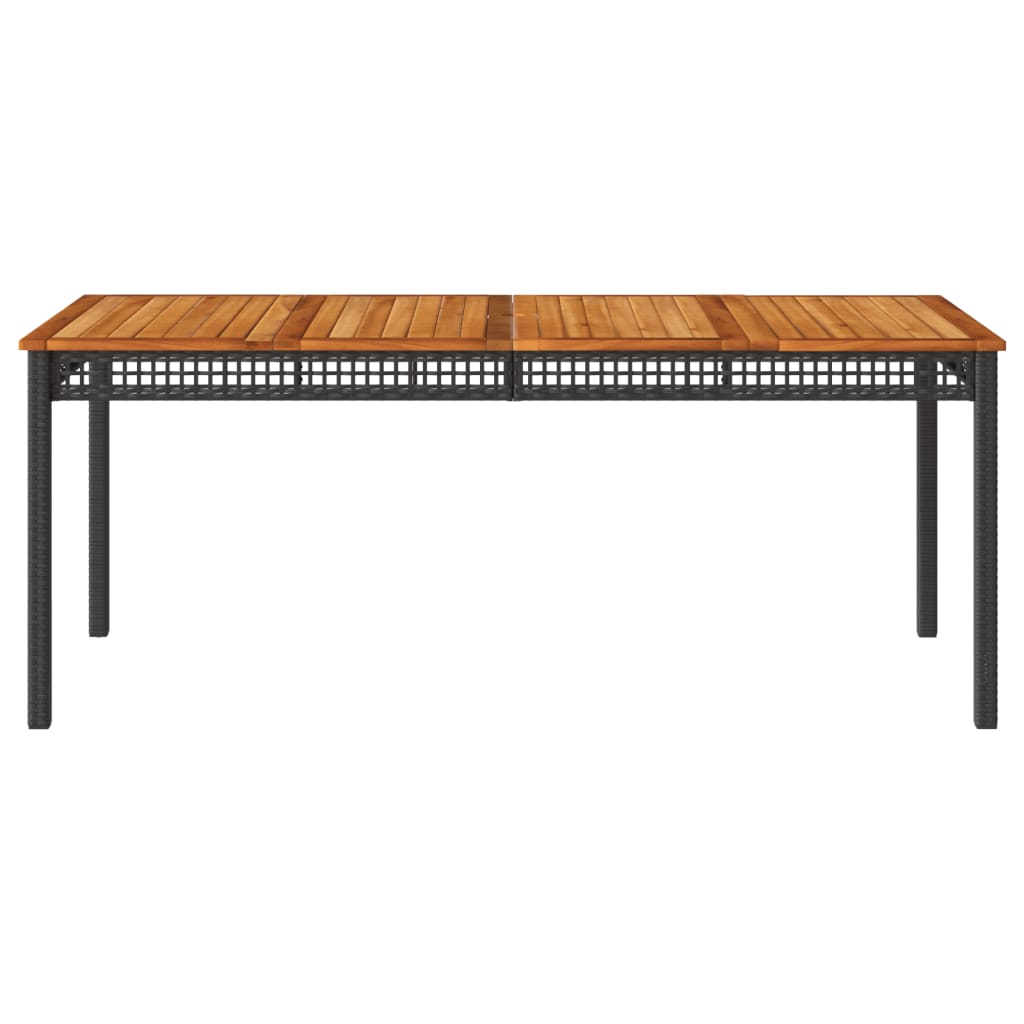vidaXL Záhradný stôl čierny 180x90x75 cm polyratan akáciové drevo