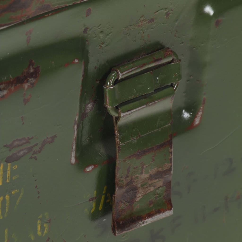 vidaXL Úložná truhlica vo vojenskom štýle 68x24x66 cm železo