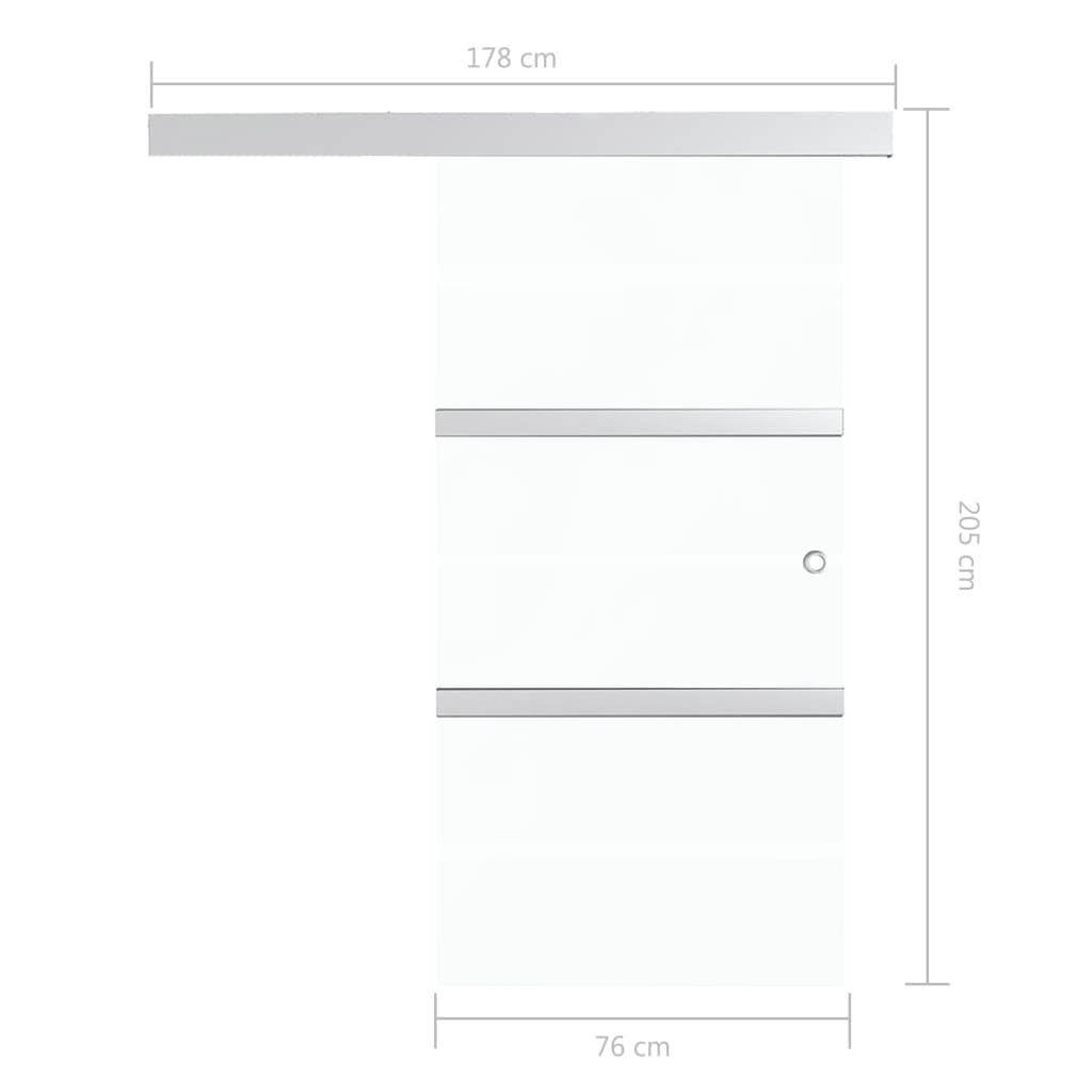 vidaXL Posuvné dvere, jemné zatváranie, ESG sklo a hliník 76x205 cm