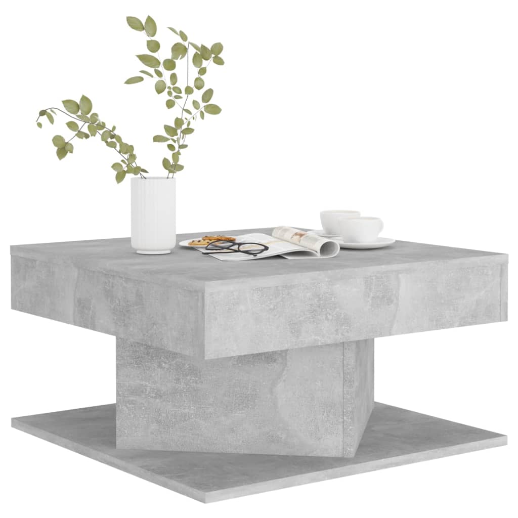 vidaXL Konferenčný stolík betónovo sivý 57x57x30 cm drevotrieska