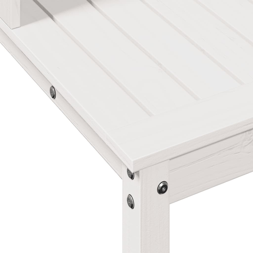 vidaXL Stôl na presádzanie s policami biely 108x50x109,5 cm borovica
