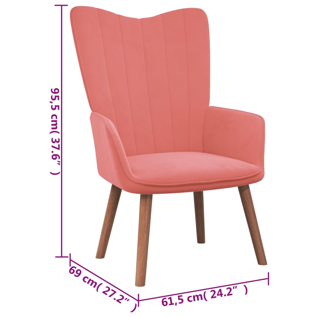vidaXL Relaxačné kreslo s podnožkou, ružové, zamat