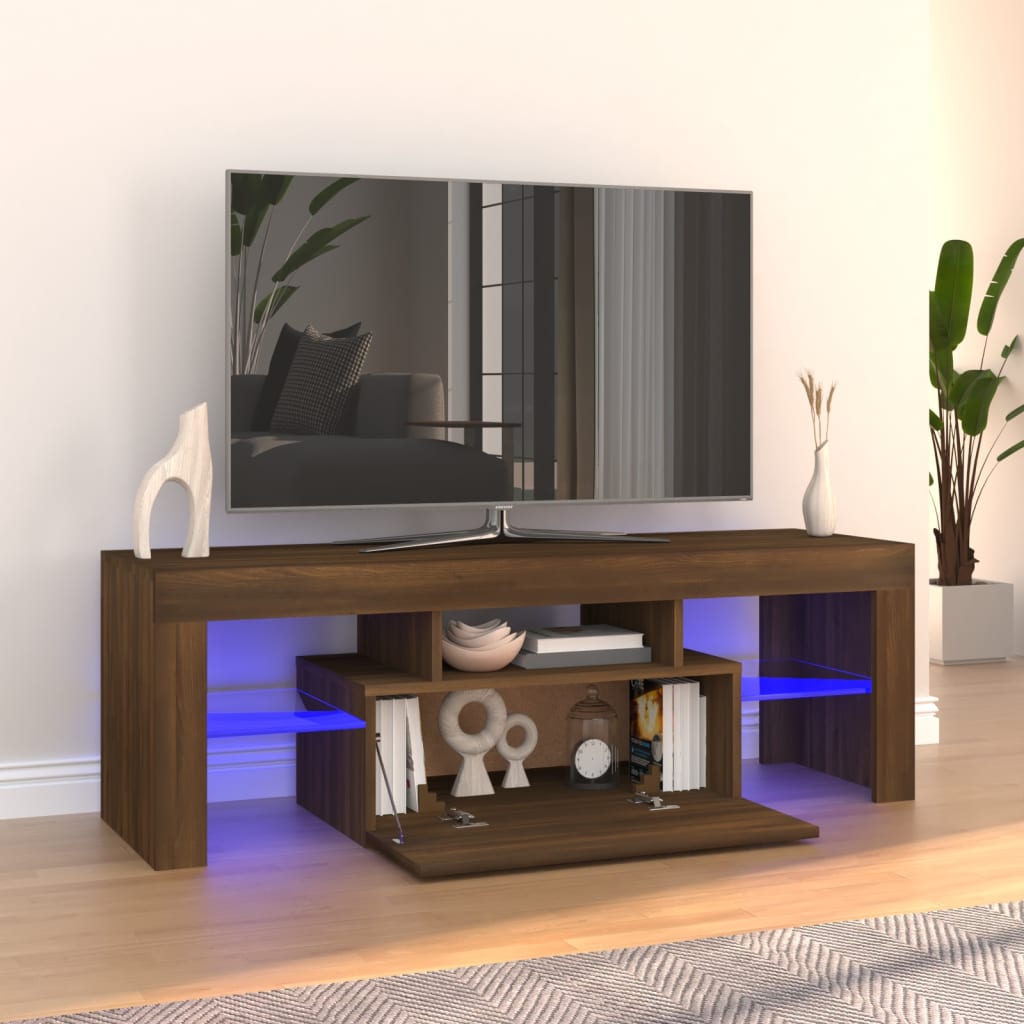 vidaXL TV skrinka s LED, hnedý dub 120x35x40 cm