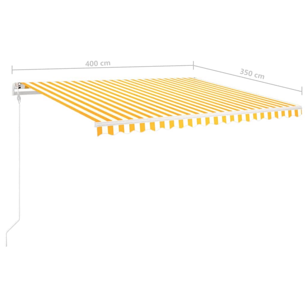 vidaXL Ručne zaťahovacia markíza s LED 4x3,5 cm žlto-biela