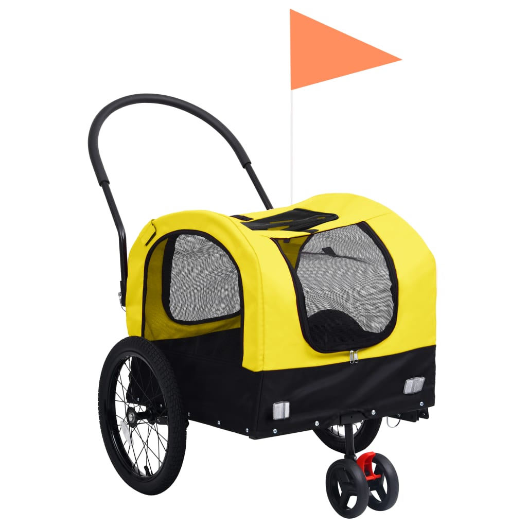vidaXL Vozík pre domáce zvieratá na bicykel/beh 2-v-1, žlto čierny