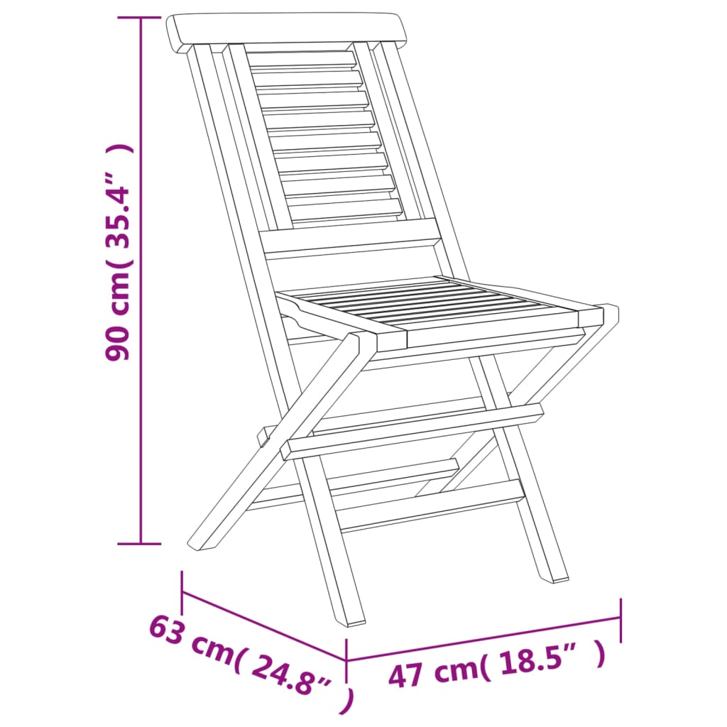 vidaXL Skladacie záhradné stoličky 4 ks 47x63x90 tíkový masív