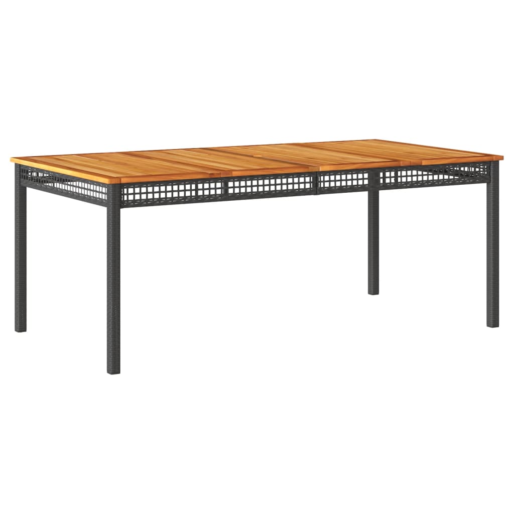 vidaXL Záhradný stôl čierny 180x90x75 cm polyratan akáciové drevo