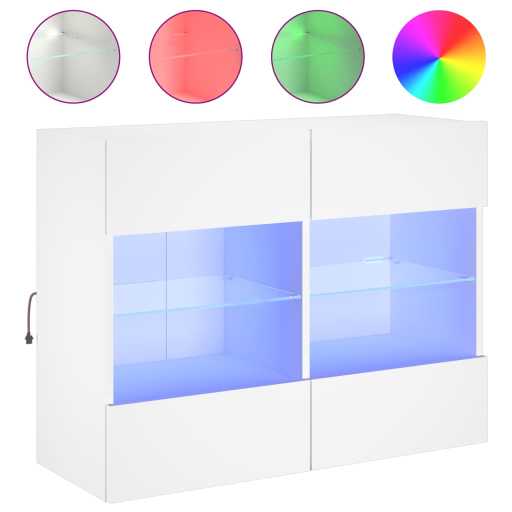 vidaXL TV nástenná skrinka s LED svetlami biela 78,5x30x60,5 cm