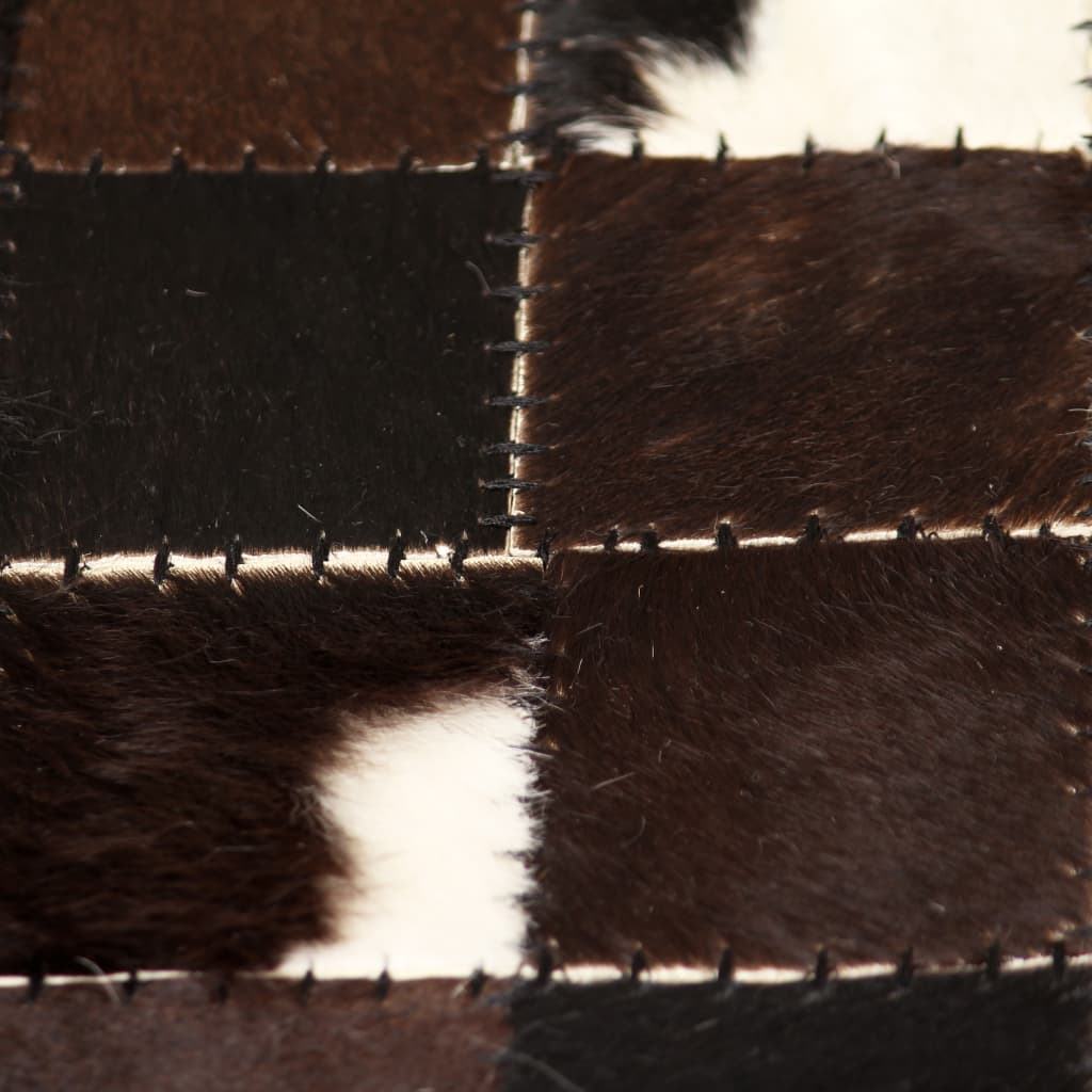 vidaXL Koberec z kúskov pravej kože, 80x150 cm, štvorcový, čierno-biely
