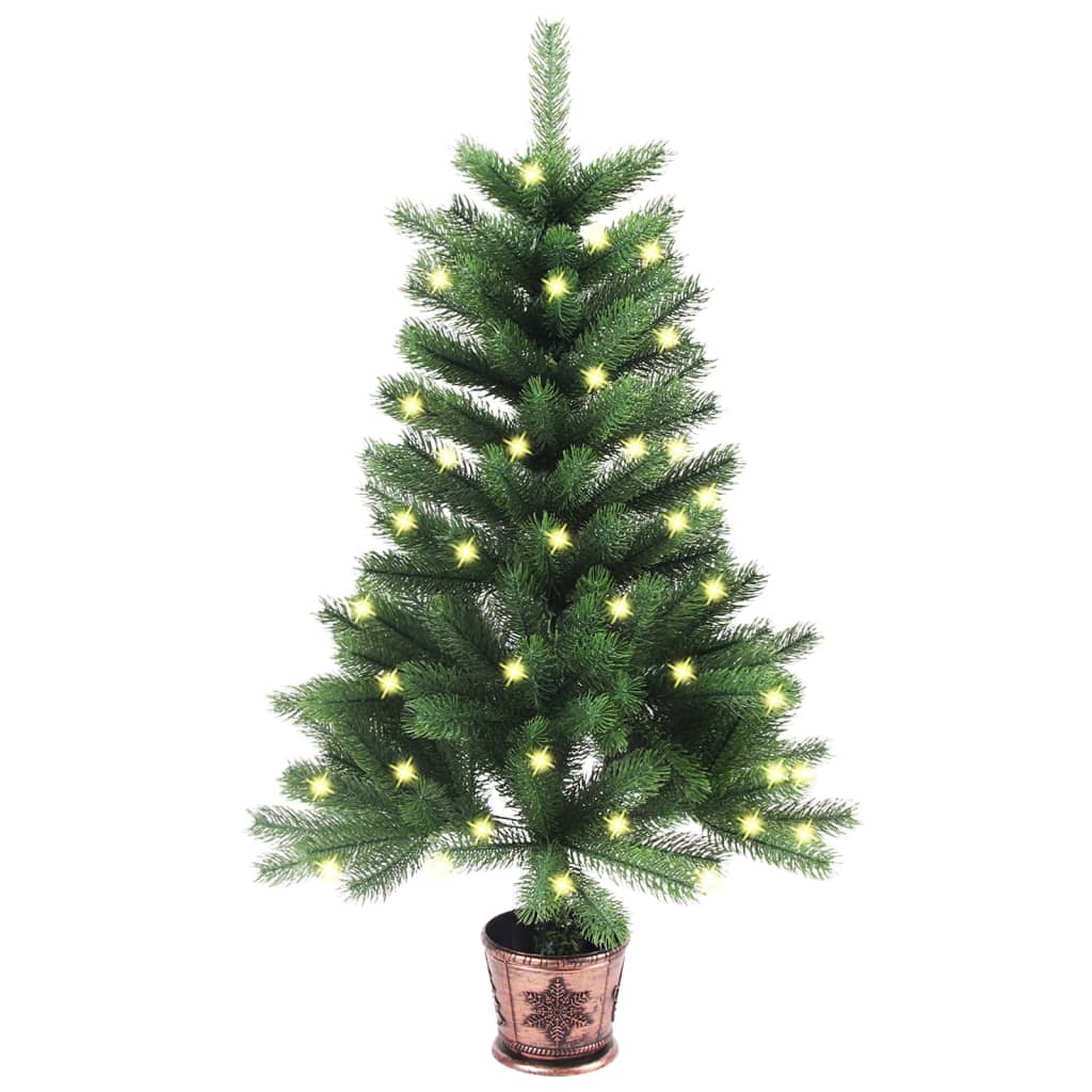 vidaXL Osvetlený umelý vianočný stromček 65 cm, zelený
