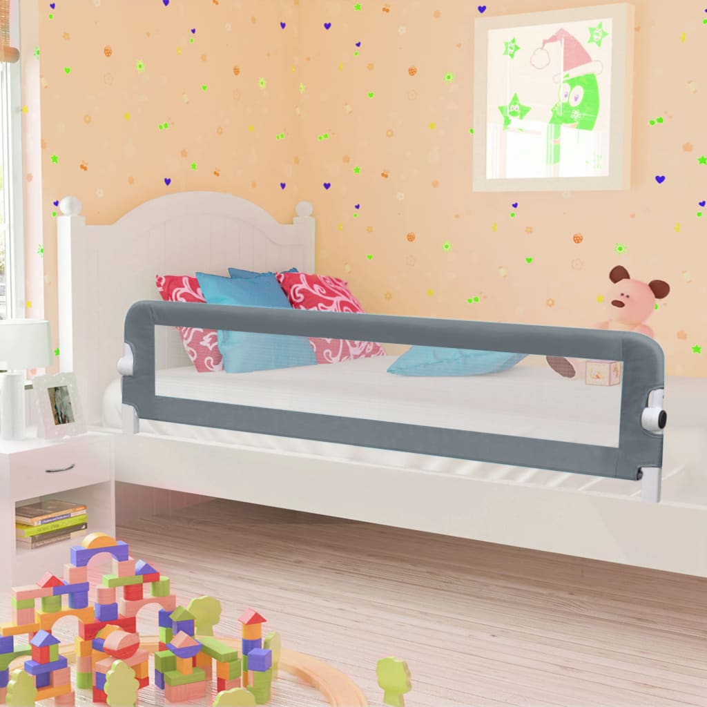 vidaXL Zábrana na detskú posteľ, sivá 180x42 cm, polyester