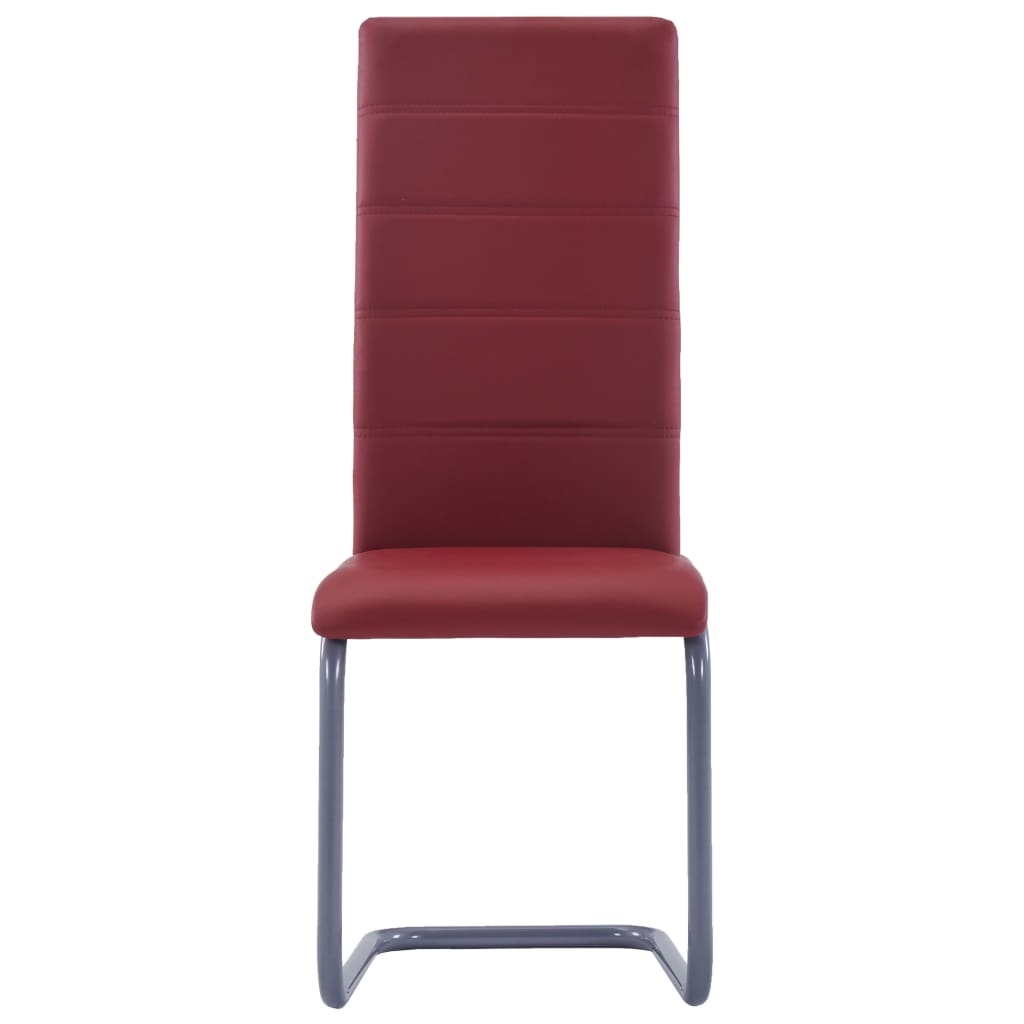vidaXL Jedálenské stoličky, perová kostra 2 ks, červené, umelá koža