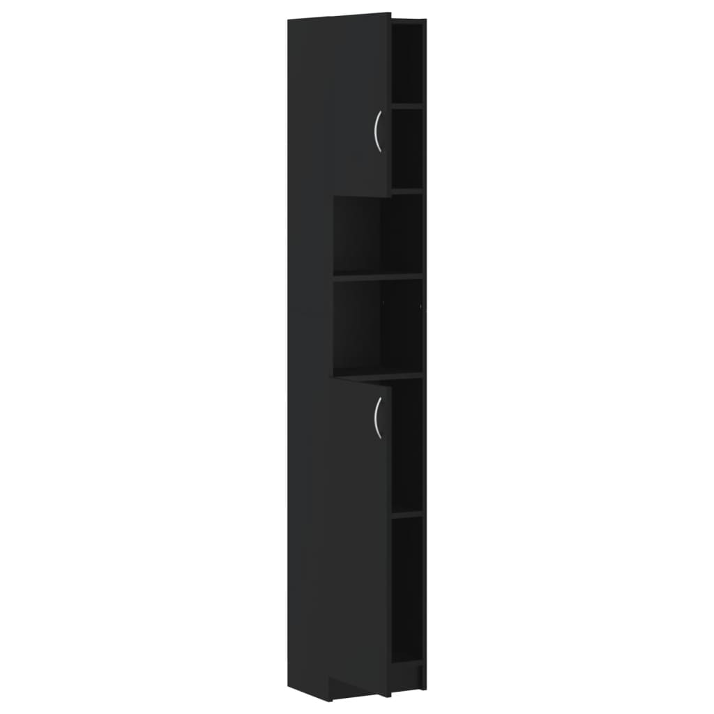 vidaXL Kúpeľňová skrinka, čierna 32x25,5x190 cm, kompozitné drevo