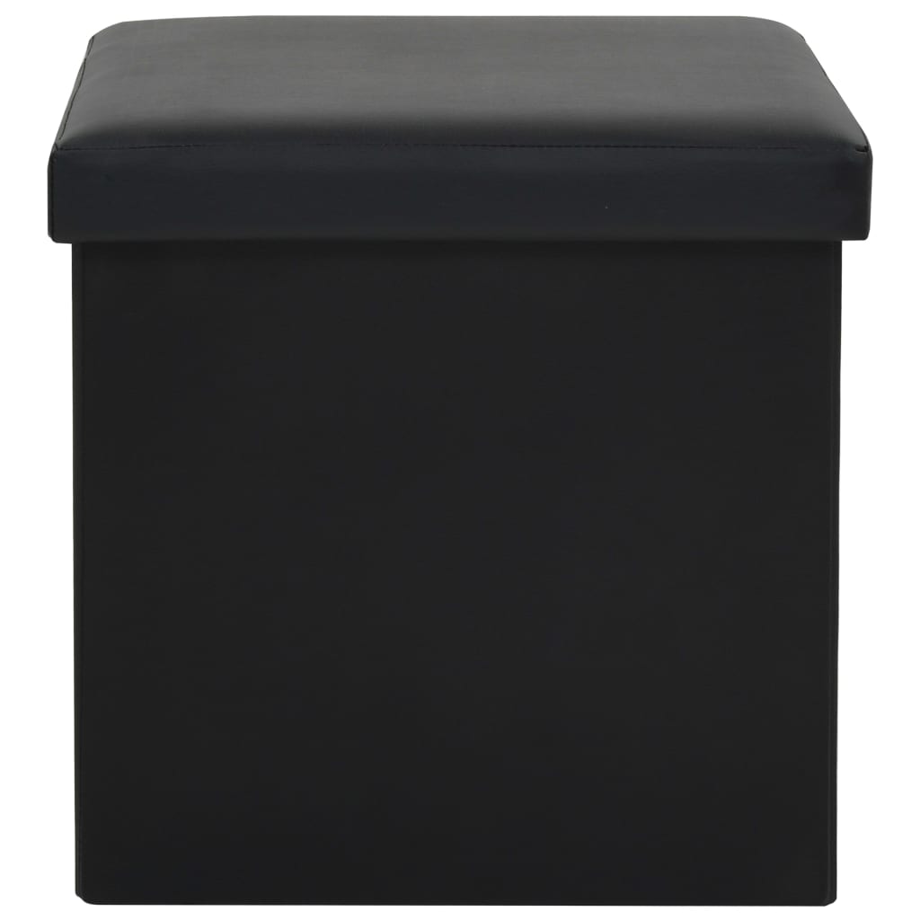 vidaXL Skladacia úložná taburetka čierna umelá koža