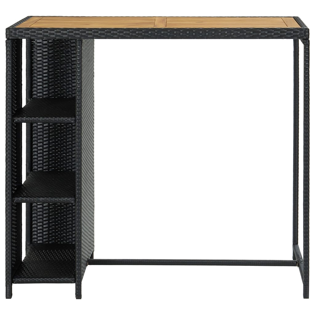 vidaXL Barový stolík s úložným regálom čierny 120x60x110 cm polyratan