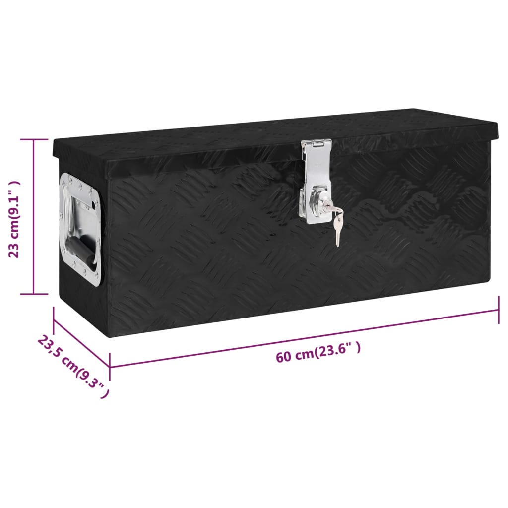 vidaXL Úložný box čierny 60x23,5x23 cm hliník