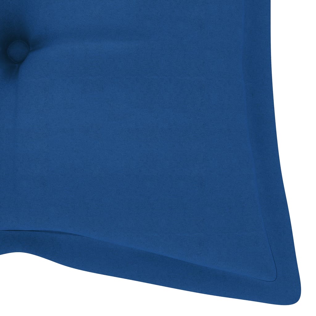 vidaXL Hojdacia lavička s modrým vankúšom 120 cm tíkový masív