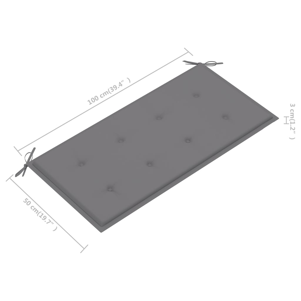 vidaXL Záhradná lavička a sivá podložka 112 cm teakový masív