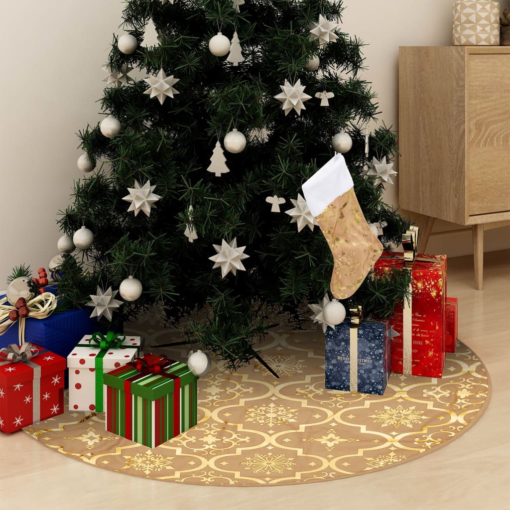 vidaXL Luxusná deka pod vianočný stromček s ponožkou žltá 90 cm látka