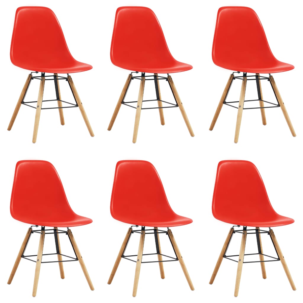 vidaXL Jedálenské stoličky 6 ks, červené, plast
