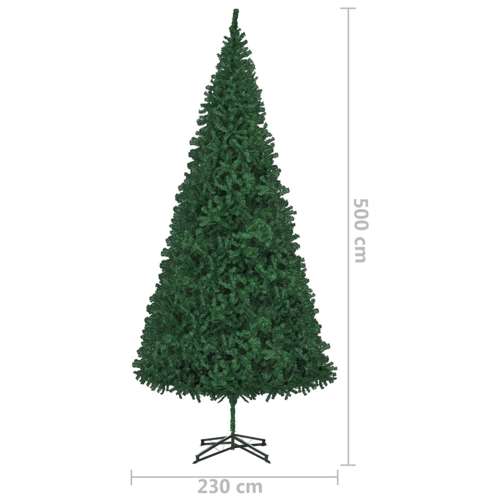 vidaXL Osvetlený umelý vianočný stromček s guľami 500 cm, zelený