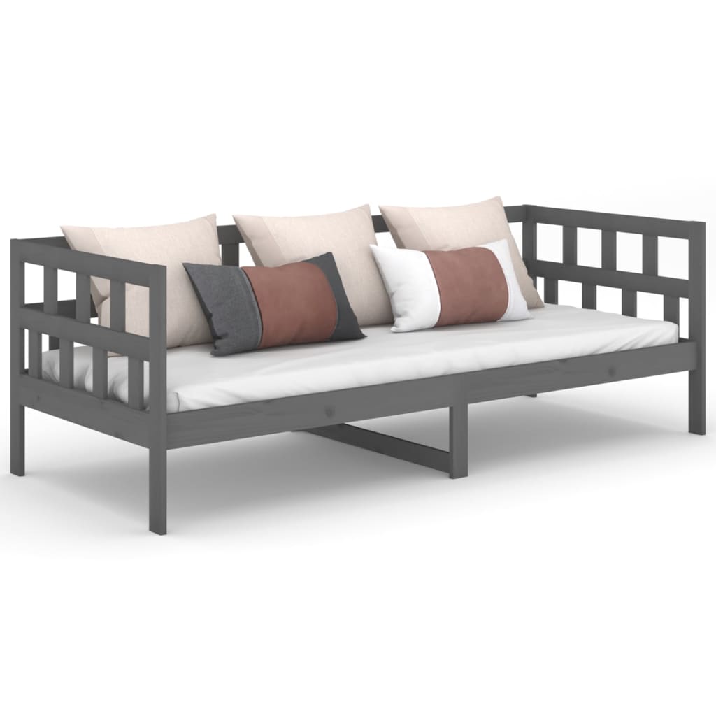 vidaXL Denná posteľ sivá borovicový masív 90x190 cm