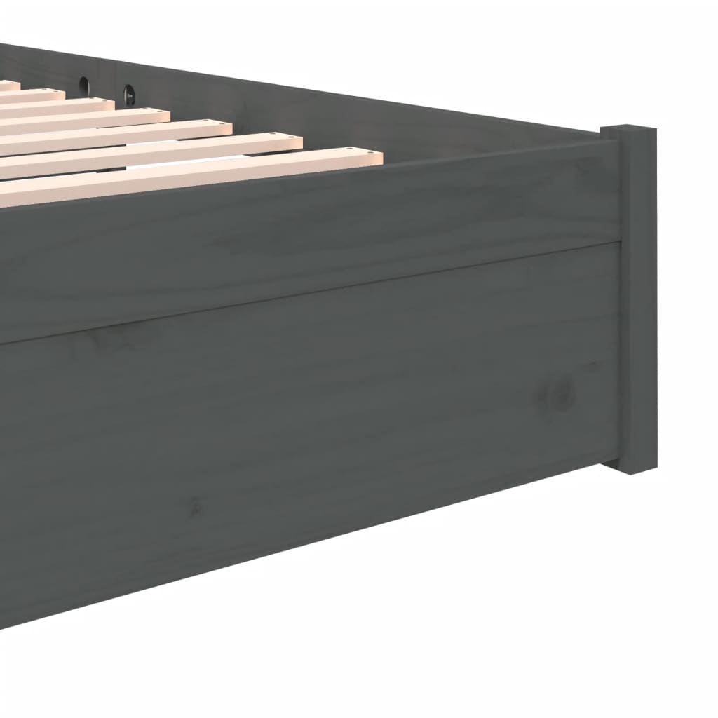 vidaXL Posteľný rám, sivý, drevený masív 180x200 cm, Super King