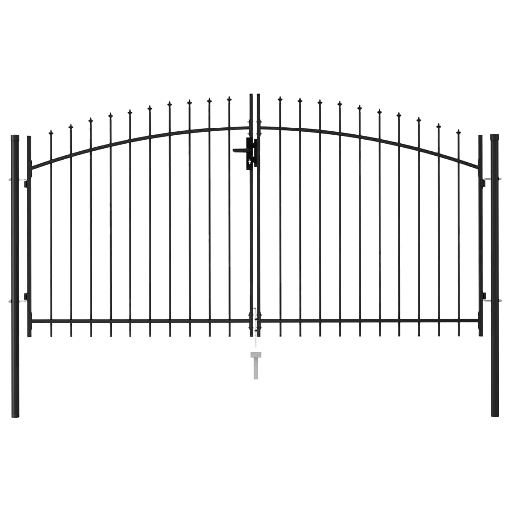 vidaXL Dvojkrídlová plotová brána s hrotmi, oceľ 3x1,5 m, čierna